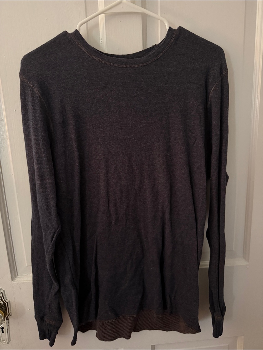 Classic Men's Long-Sleeve Crewneck Shirt - Dark Charcoal